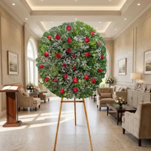 La corona de rosas es un homenaje floral lleno de respeto, elegancia y significado para despedir a un ser querido.