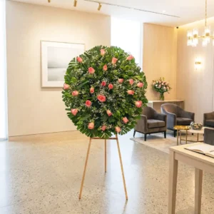 Ordena tu corona de rosas rosas express para entrega express en la Ciudad de México