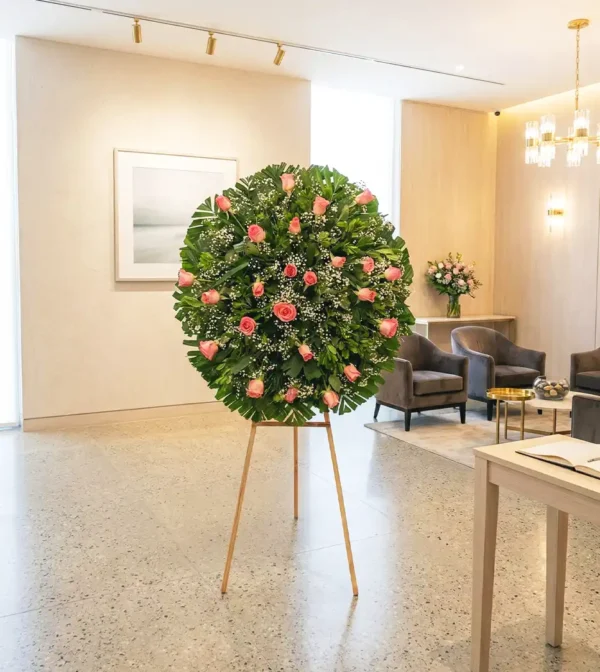 Ordena tu corona de rosas rosas express para entrega express en la Ciudad de México